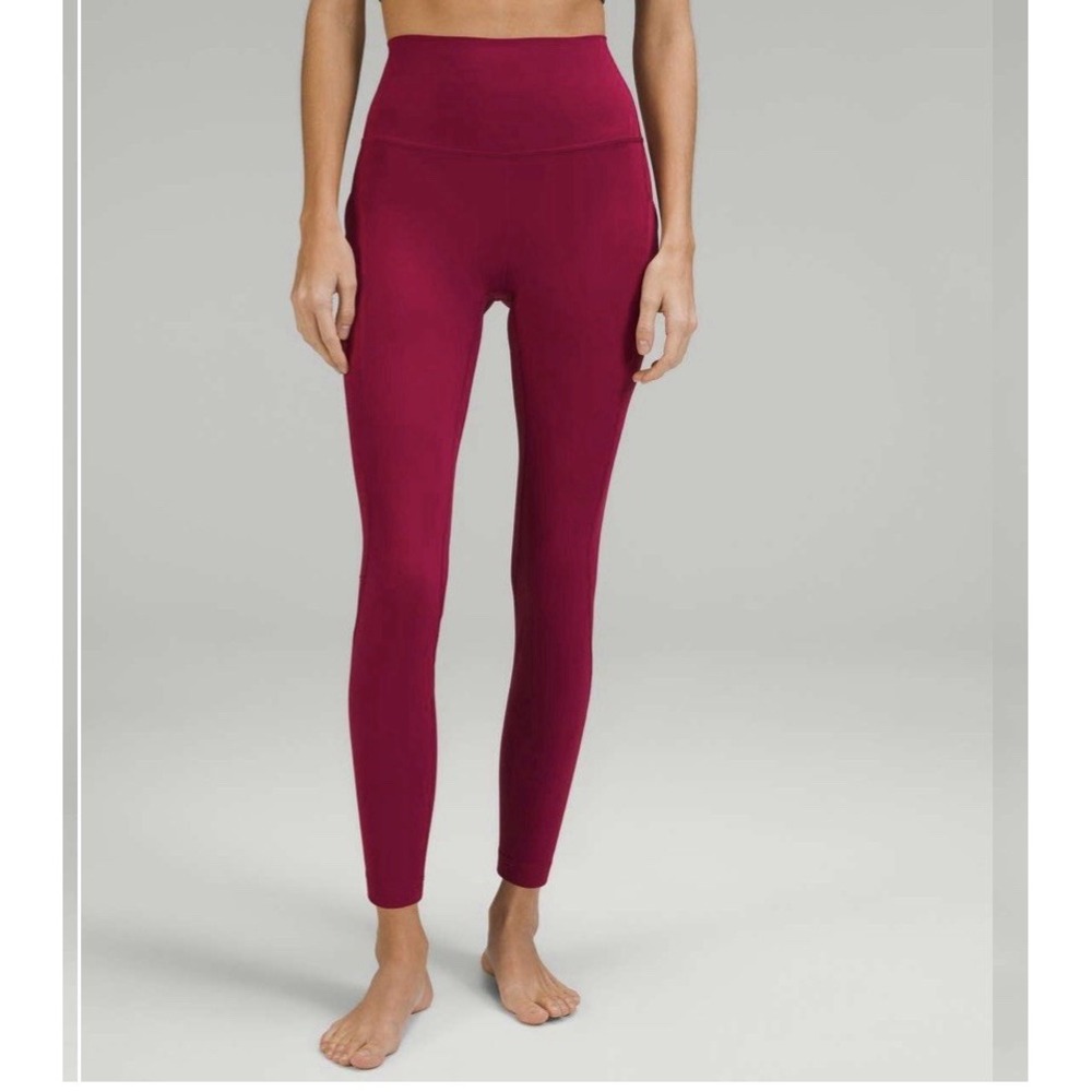 Lululemon Align High-Rise Pant 25" Pockets Pomegranate Pink - Size 4 Excellent